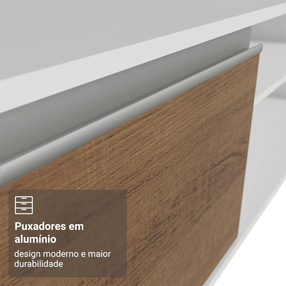Rack Suspenso para TV até 80 Polegadas 218 cm 2 Portas Branco/Rustic Glamy Madesa - Image 7