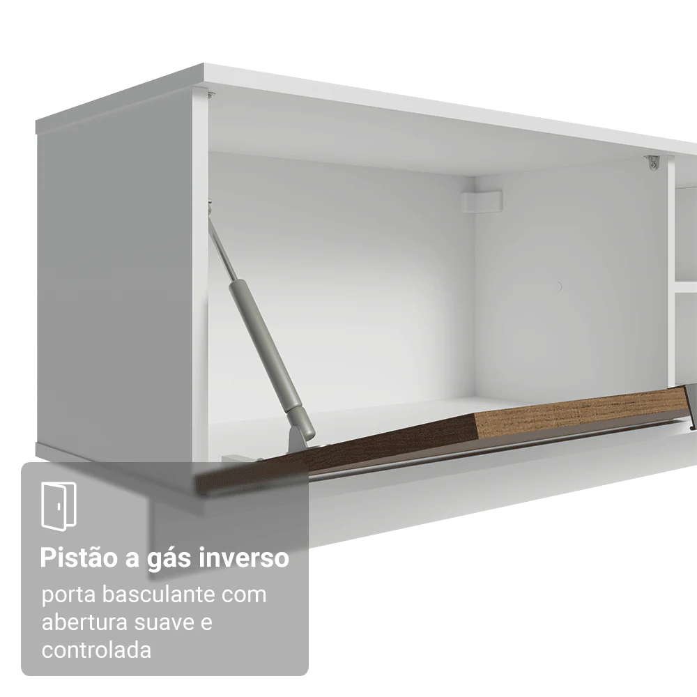 Rack Suspenso para TV até 80 Polegadas 218 cm 2 Portas Branco/Rustic Stella Madesa - Image 8