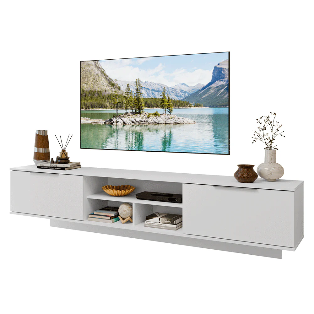 Rack Suspenso para TV até 80 Polegadas 218 cm 2 Portas Branco Stella Madesa - Image 2