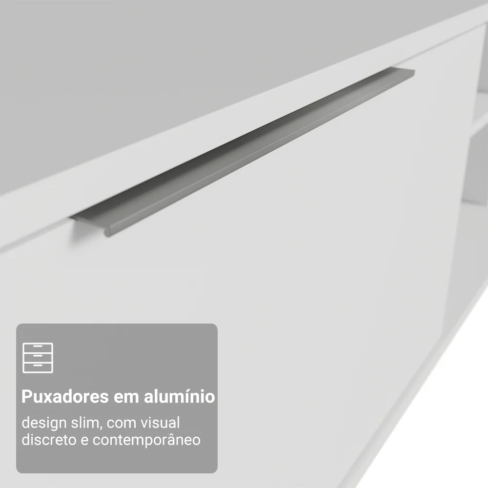 Rack Suspenso para TV até 80 Polegadas 218 cm 2 Portas Branco Stella Madesa - Image 7
