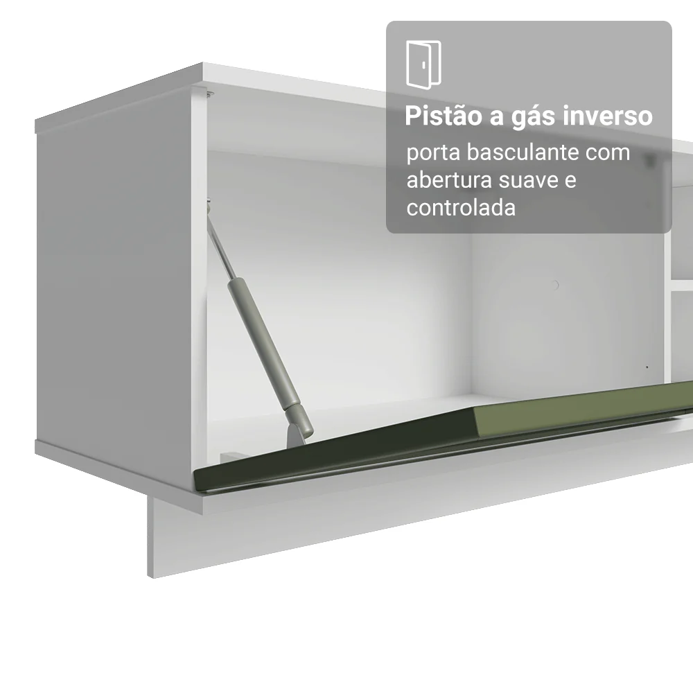 Rack Suspenso para TV até 80 Polegadas 218 cm 2 Portas Branco/Verde Vik Madesa - Image 6