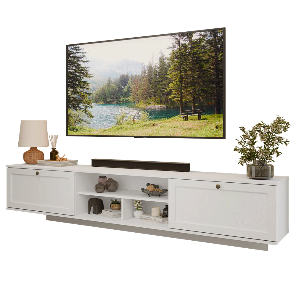 Rack Suspenso para TV até 80 Polegadas 218 cm 2 Portas Branco Vik Madesa - Image 2