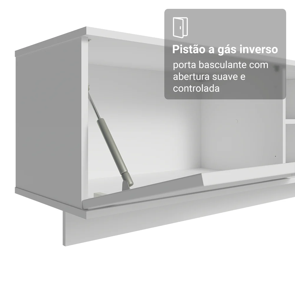 Rack Suspenso para TV até 80 Polegadas 218 cm 2 Portas Branco Vik Madesa - Image 6