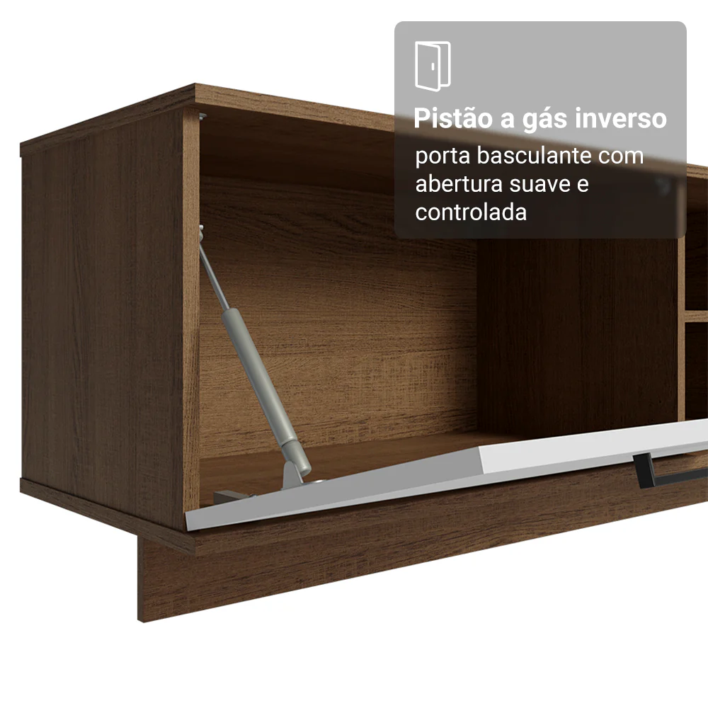 Rack Suspenso para TV até 80 Polegadas 218 cm 2 Portas Rustic/Branco Agata Madesa - Image 8