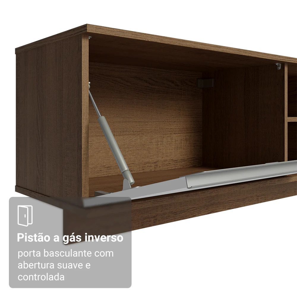 Rack Suspenso para TV até 80 Polegadas 218 cm 2 Portas Rustic/Branco Glamy Madesa - Image 8