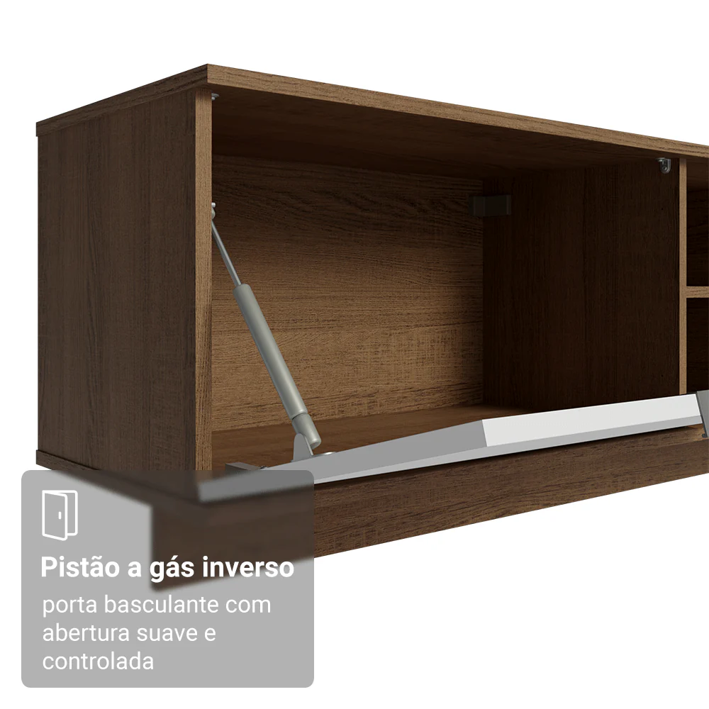 Rack Suspenso para TV até 80 Polegadas 218 cm 2 Portas Rustic/Branco Stella Madesa - Image 8