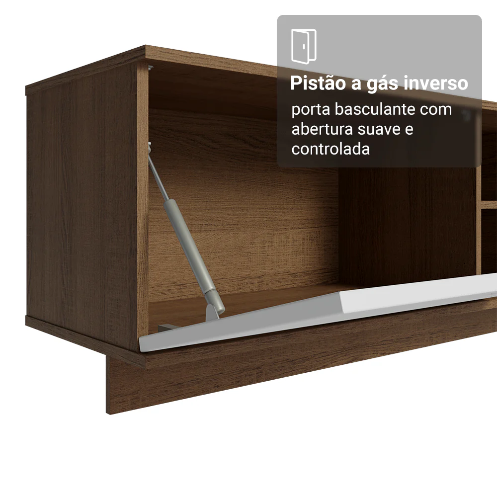 Rack Suspenso para TV até 80 Polegadas 218 cm 2 Portas Rustic/Branco Vik Madesa - Image 6