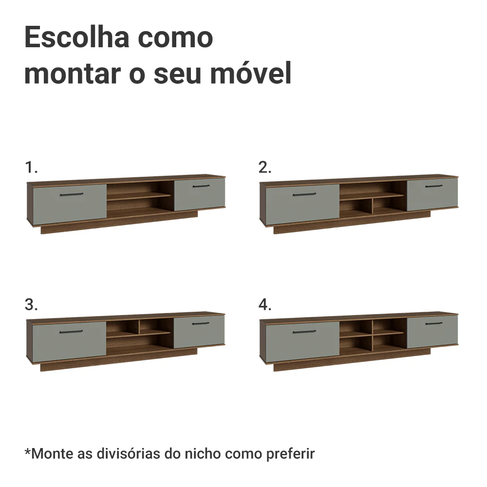 Rack Suspenso para TV até 80 Polegadas 218 cm 2 Portas Rustic/Cinza Agata Madesa - Image 6