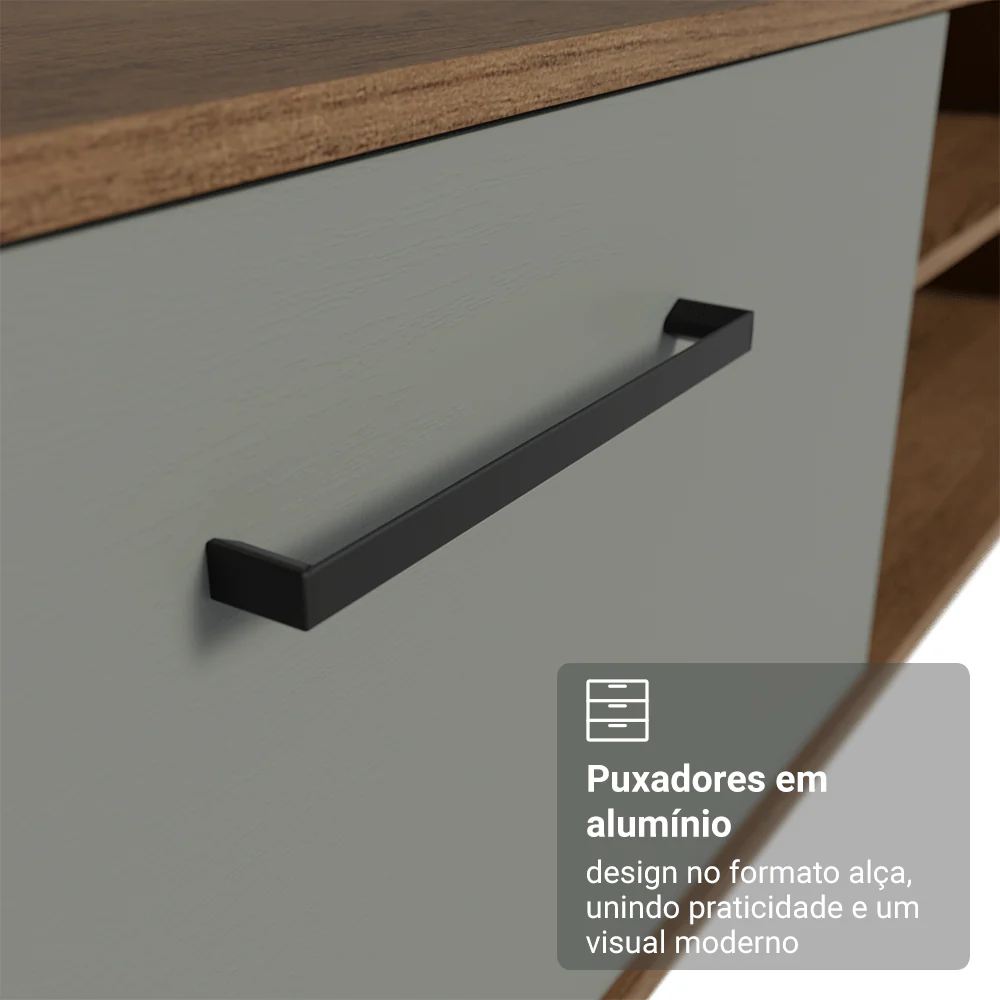 Rack Suspenso para TV até 80 Polegadas 218 cm 2 Portas Rustic/Cinza Agata Madesa - Image 7