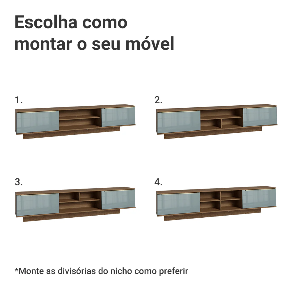 Rack Suspenso para TV até 80 Polegadas 218 cm 2 Portas Rustic/Cinza Lux Madesa - Image 6