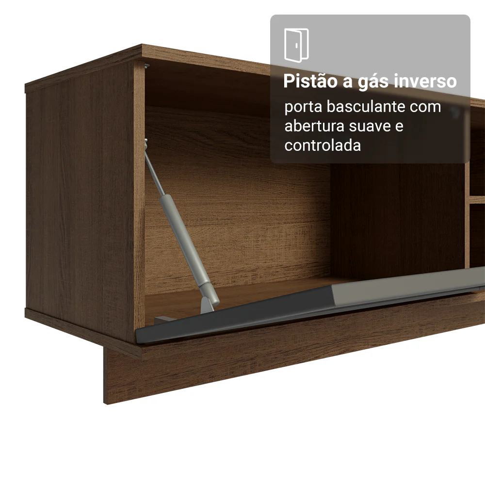 Rack Suspenso para TV até 80 Polegadas 218 cm 2 Portas Rustic/Cinza Vik Madesa - Image 6