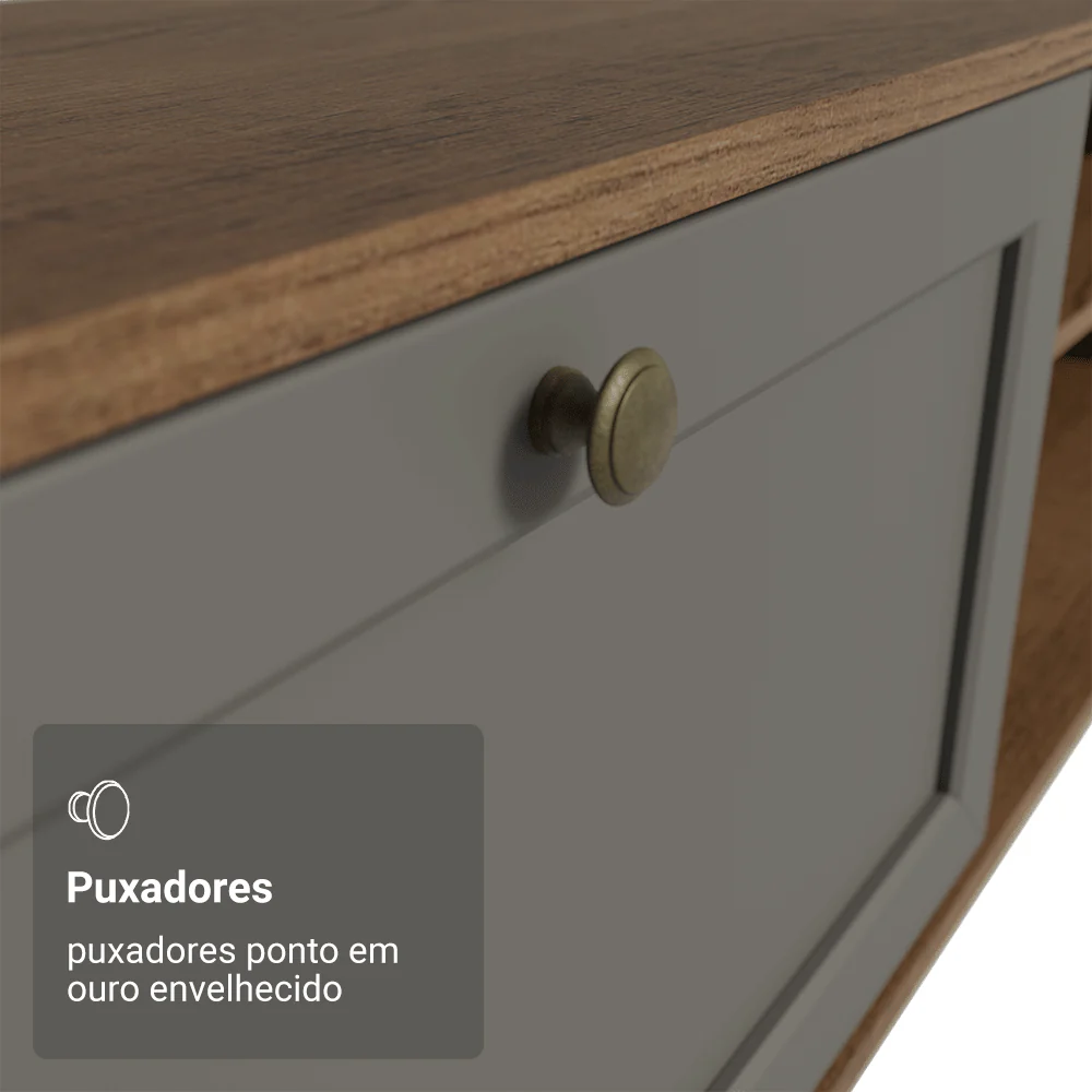 Rack Suspenso para TV até 80 Polegadas 218 cm 2 Portas Rustic/Cinza Vik Madesa - Image 7