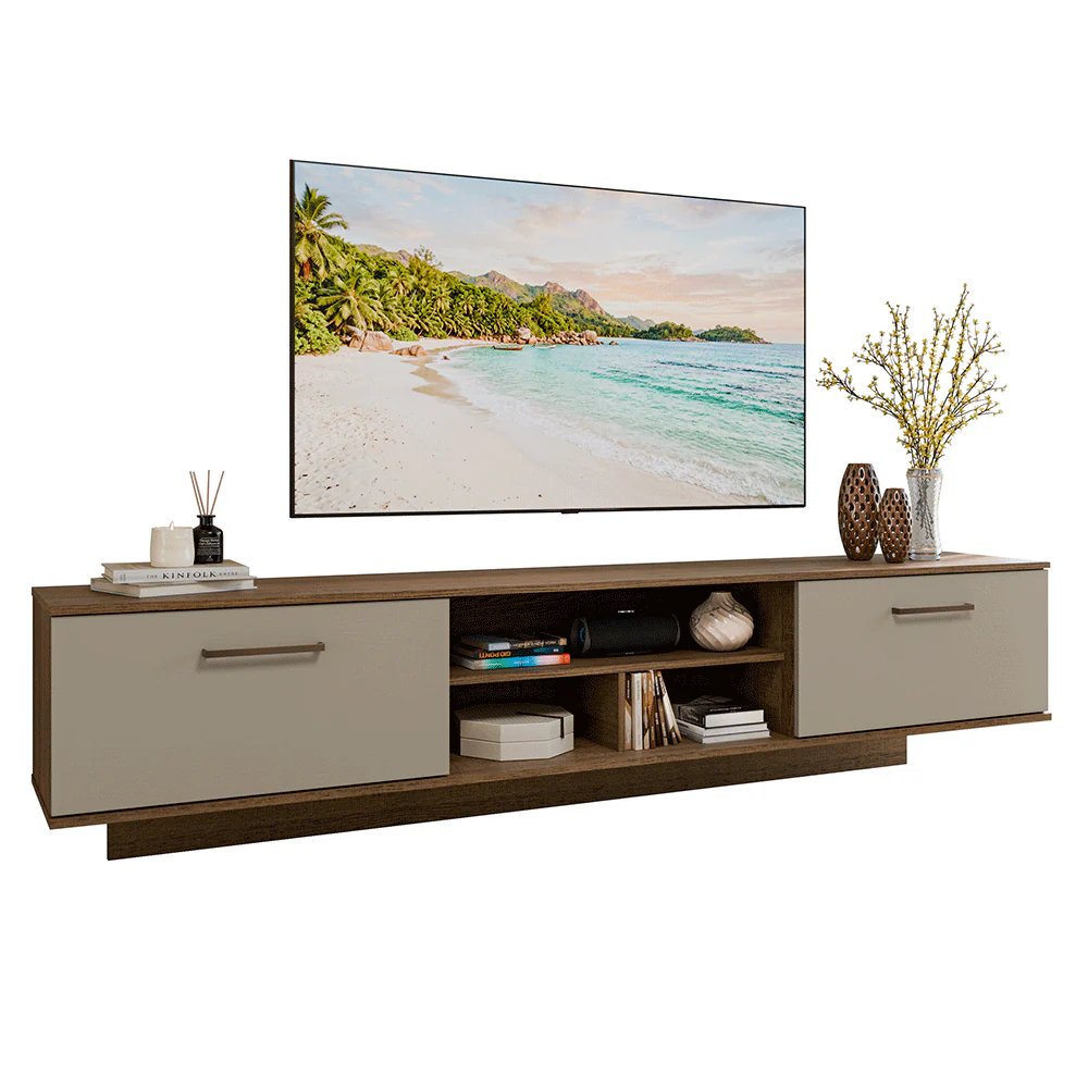 Rack Suspenso para TV até 80 Polegadas 218 cm 2 Portas Rustic/Crema Agata Madesa - Image 2