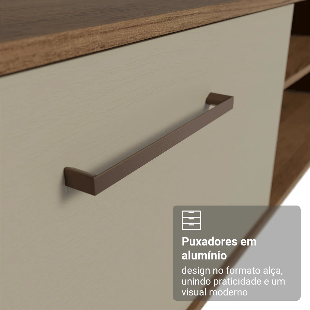 Rack Suspenso para TV até 80 Polegadas 218 cm 2 Portas Rustic/Crema Agata Madesa - Image 7