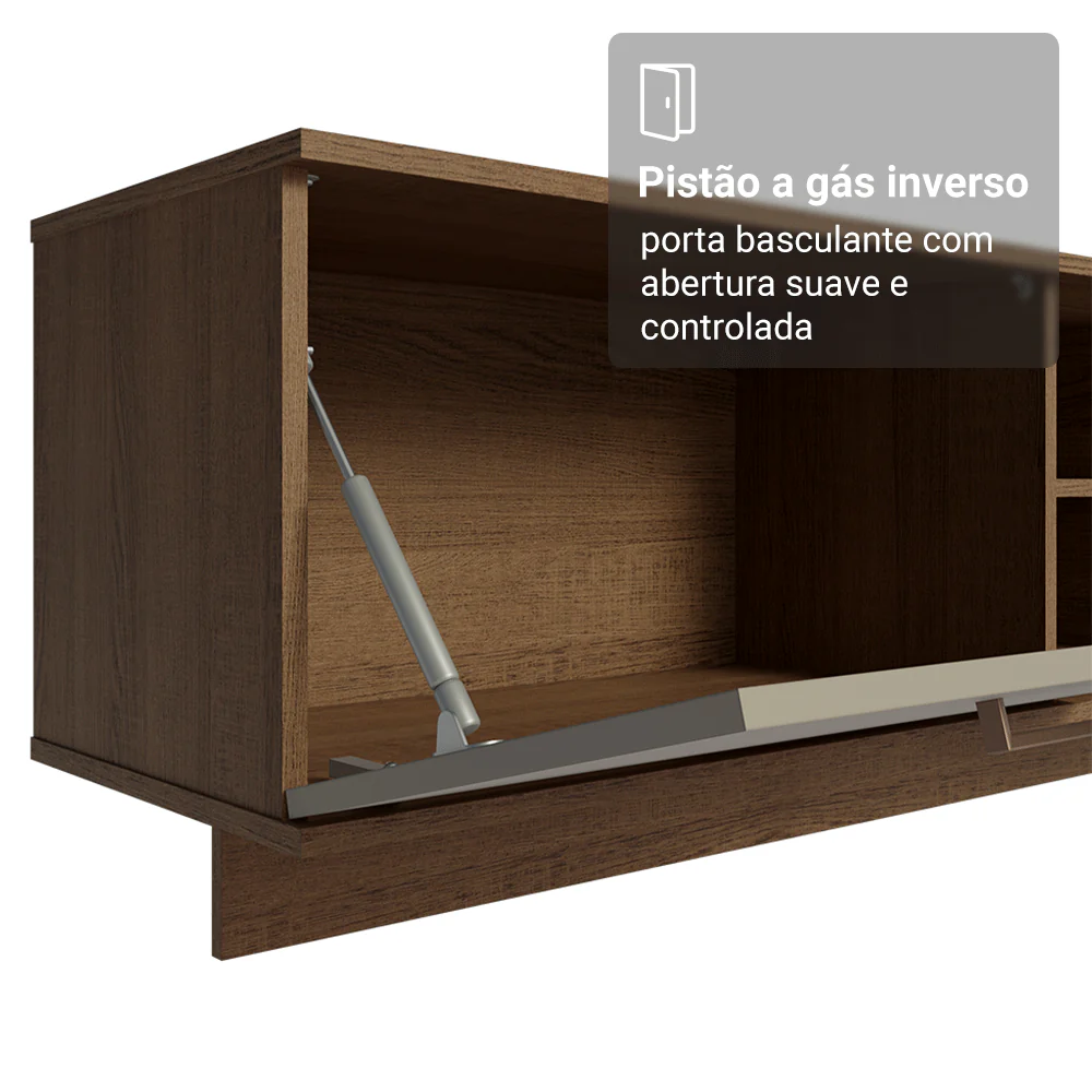 Rack Suspenso para TV até 80 Polegadas 218 cm 2 Portas Rustic/Crema Agata Madesa - Image 8