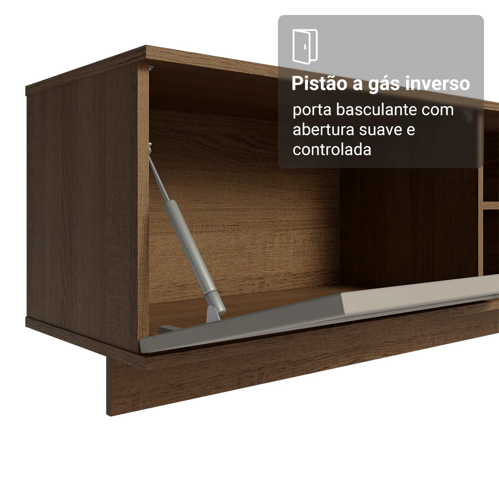 Rack Suspenso para TV até 80 Polegadas 218 cm 2 Portas Rustic/Crema Vik Madesa - Image 6