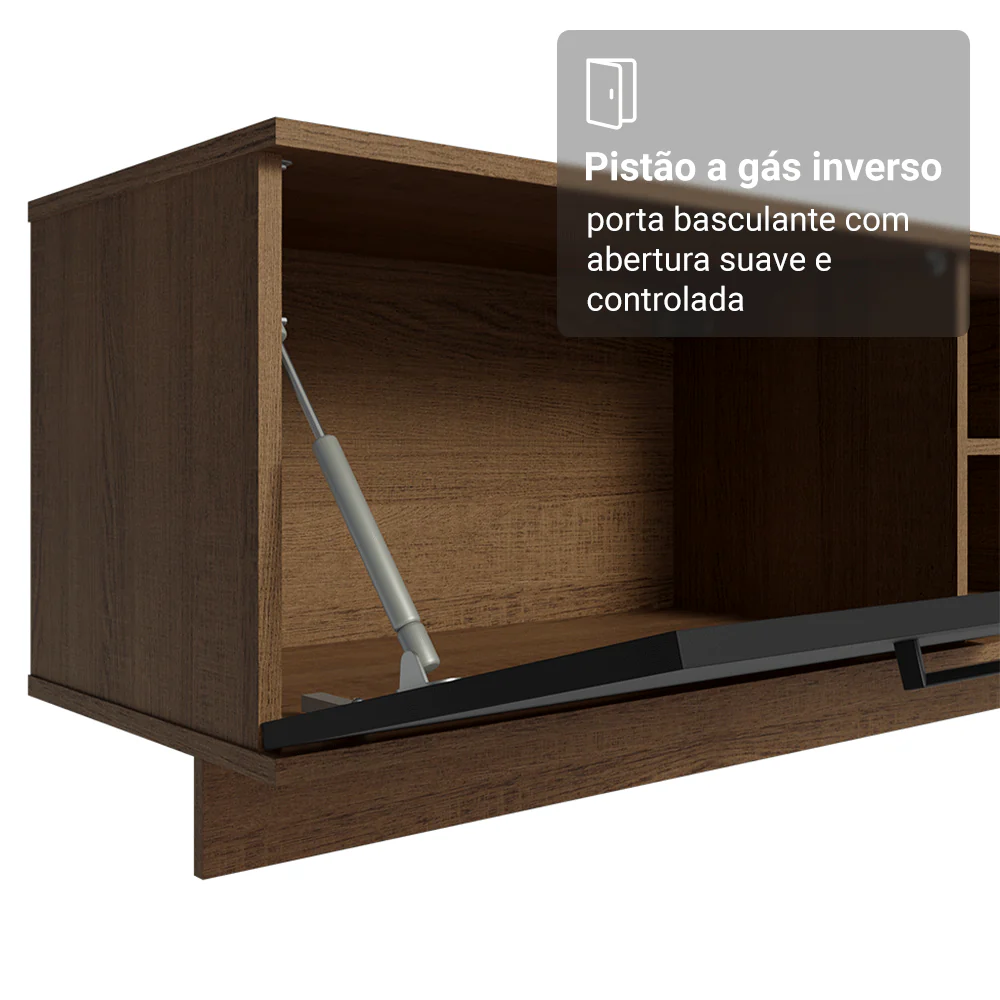 Rack Suspenso para TV até 80 Polegadas 218 cm 2 Portas Rustic/Preto Agata Madesa - Image 8