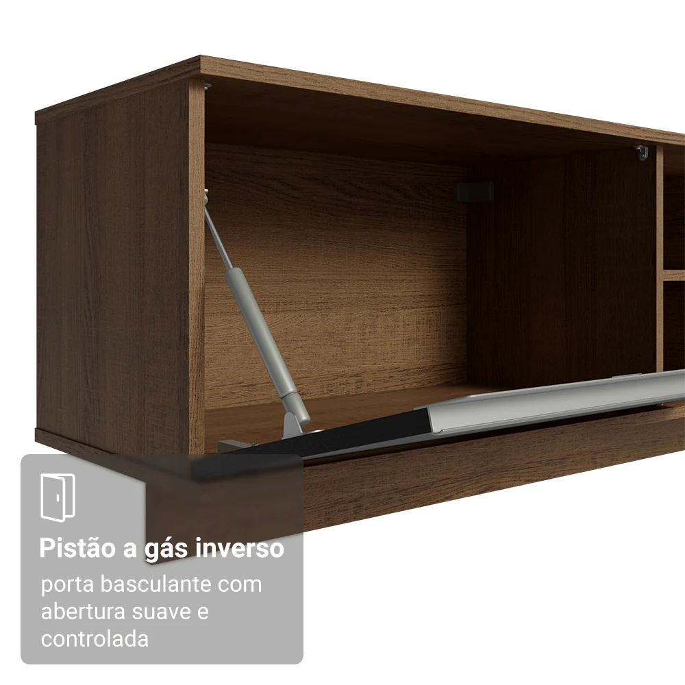 Rack Suspenso para TV até 80 Polegadas 218 cm 2 Portas Rustic/Preto Glamy Madesa - Image 8