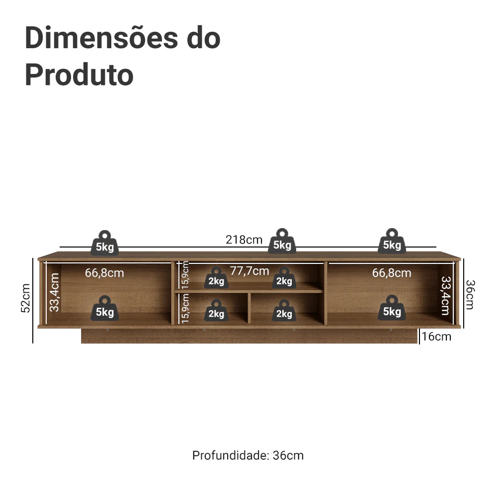 Rack Suspenso para TV até 80 Polegadas 218 cm 2 Portas Rustic/Verde Vik Madesa - Image 3