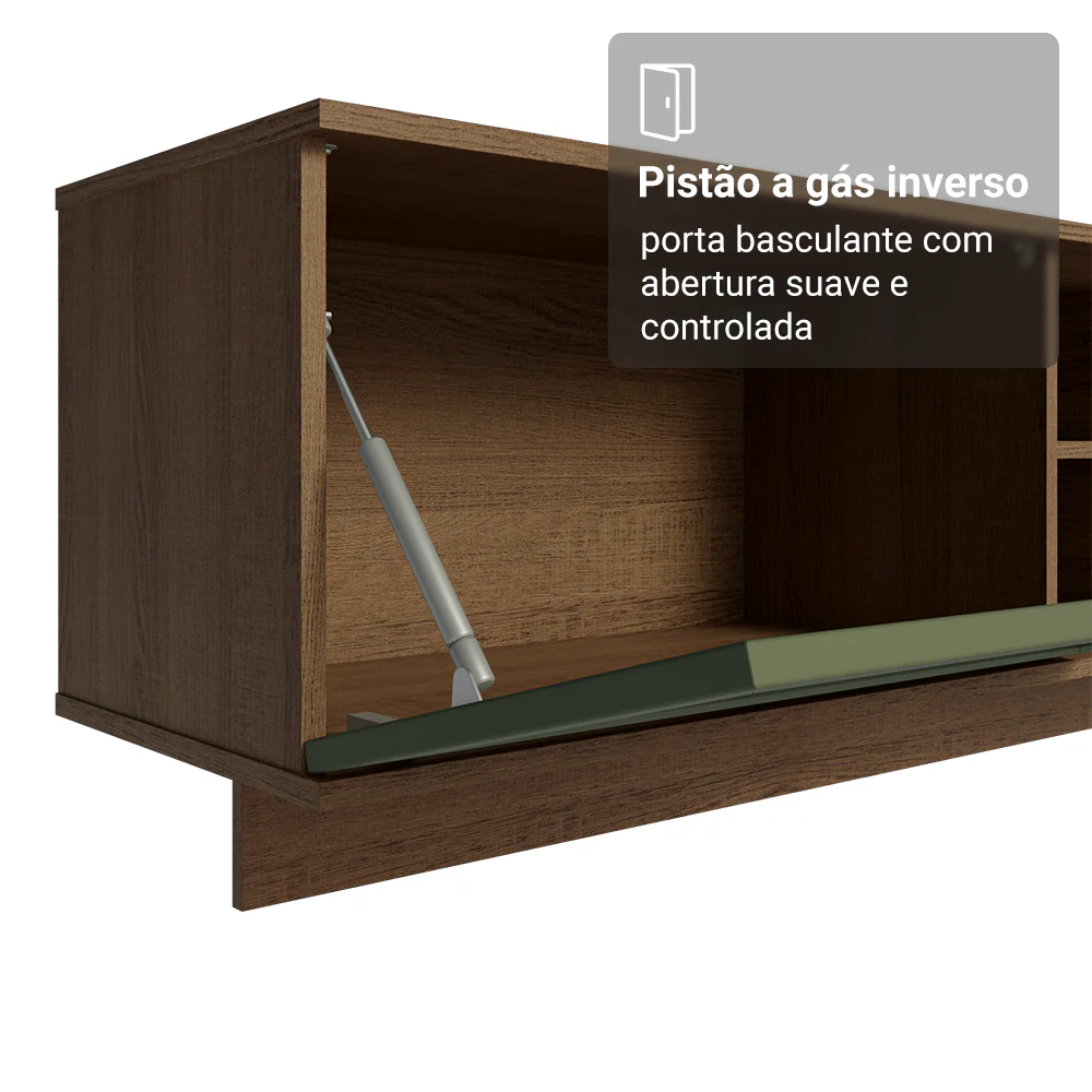 Rack Suspenso para TV até 80 Polegadas 218 cm 2 Portas Rustic/Verde Vik Madesa - Image 6
