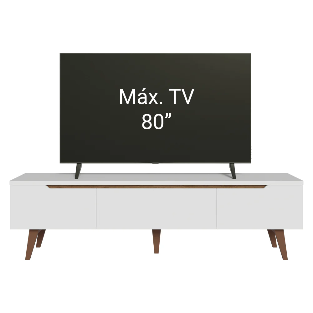 Rack para TV até 80 Polegadas 180cm 2 Portas 1 Gaveta Branco/Rustic Toronto Madesa - Image 10