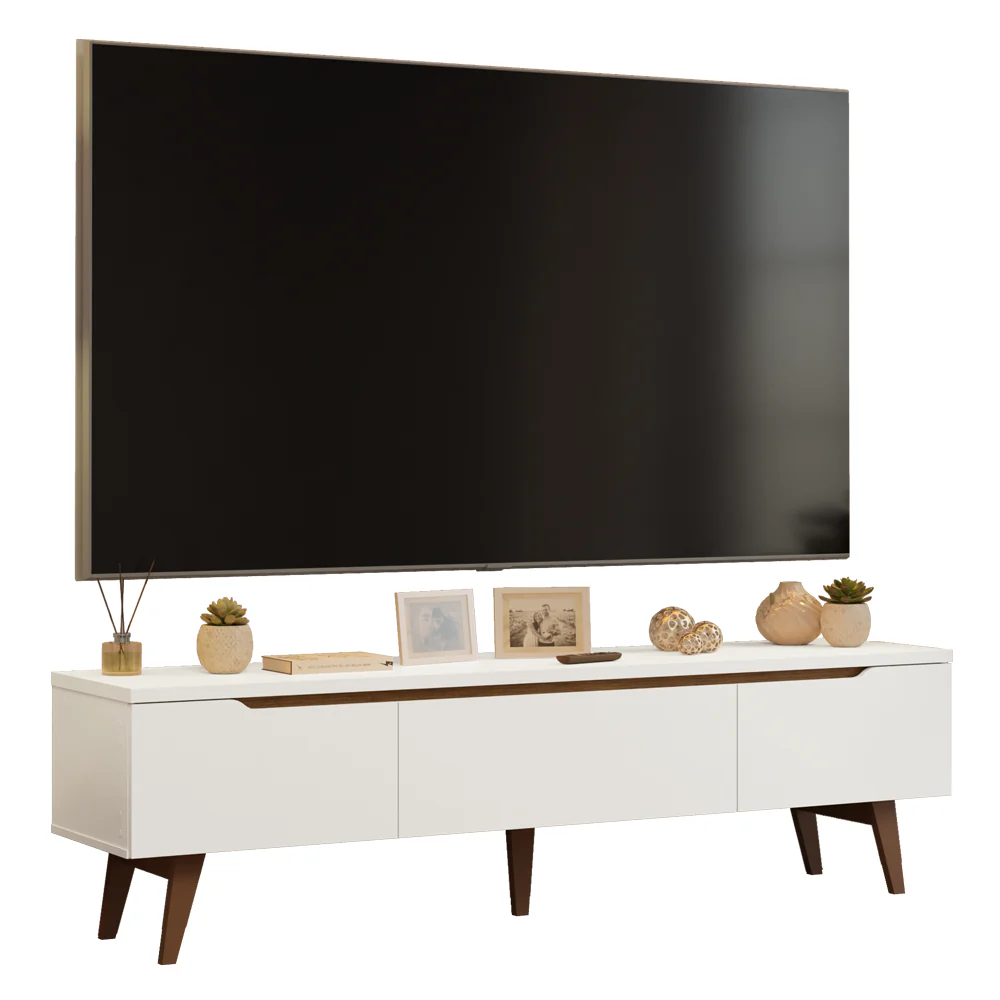 Rack para TV até 80 Polegadas 180cm 2 Portas 1 Gaveta Branco/Rustic Toronto Madesa - Image 2