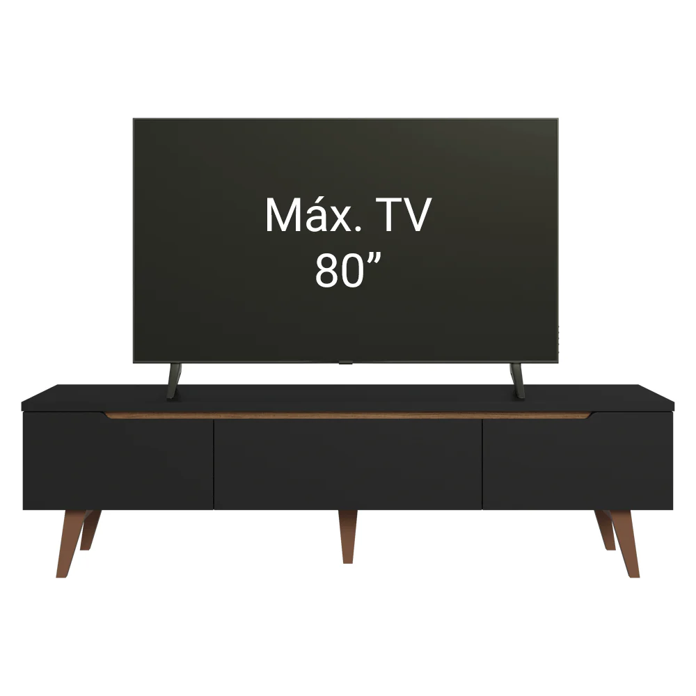 Rack para TV até 80 Polegadas 180cm 2 Portas 1 Gaveta Preto/Rustic Toronto Madesa - Image 11