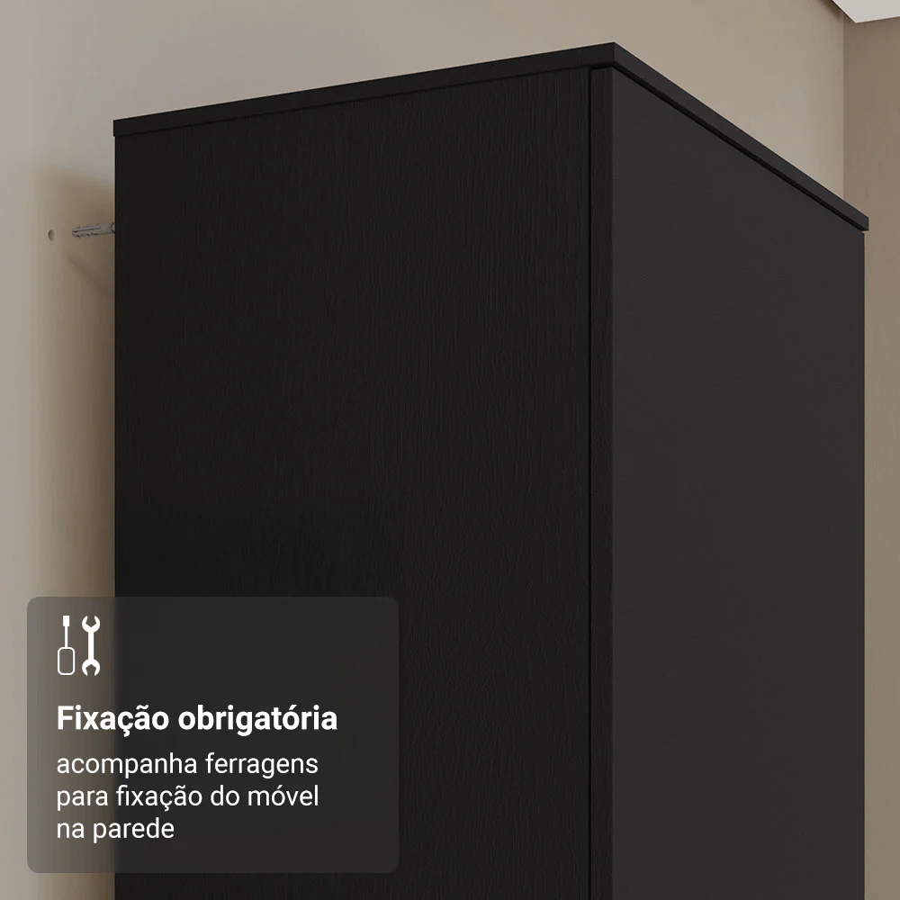 Sapateira Armário Multiuso Madesa Isis 1 Porta Preto - Image 6