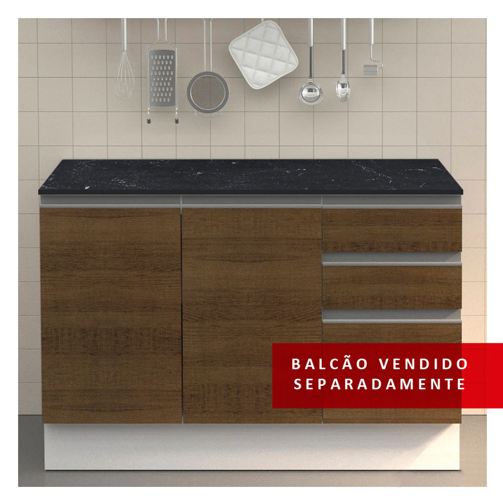 Tampo Madesa 100% MDF para Balcão de Pia 120 cm Nero Marquina - Image 3