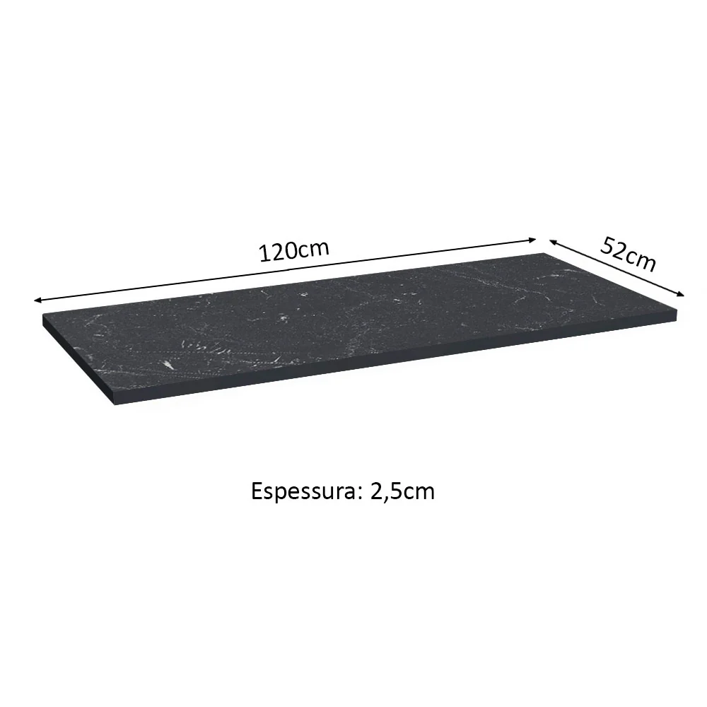 Tampo Madesa 100% MDF para Balcão de Pia 120 cm Nero Marquina - Image 4