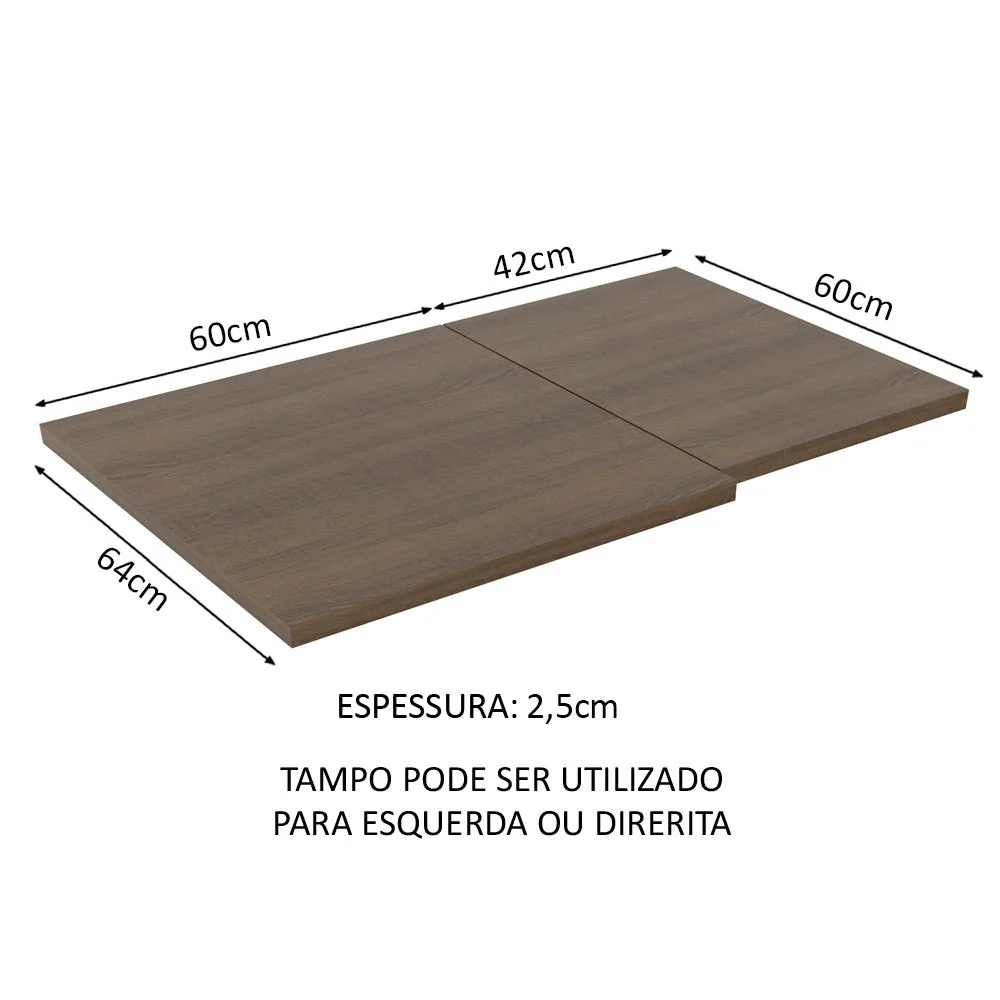 Tampo para Balcão de Canto de 64 x 102 cm para Cozinhas Madesa Glamy, Lux e Stella Rustic - Image 2