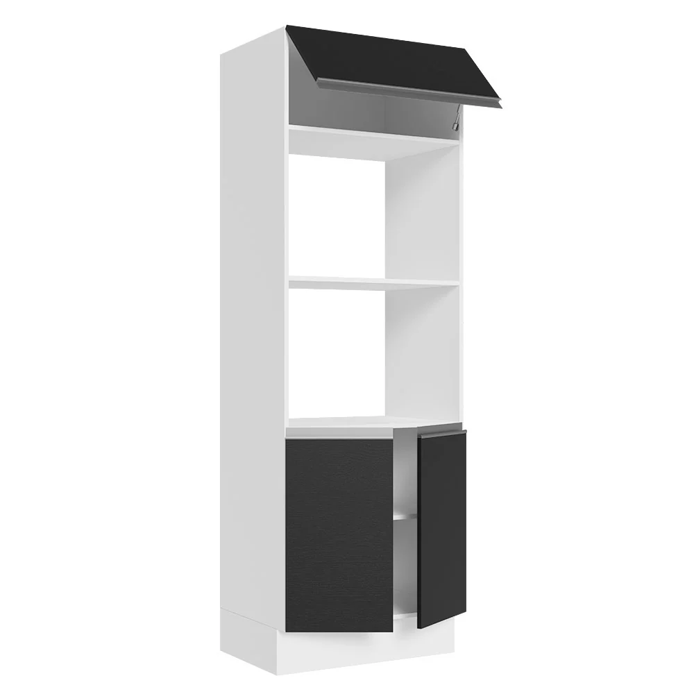 Torre Quente 100% MDF 70 cm para 2 Fornos Branco/Preto Acordes Madesa - Image 3