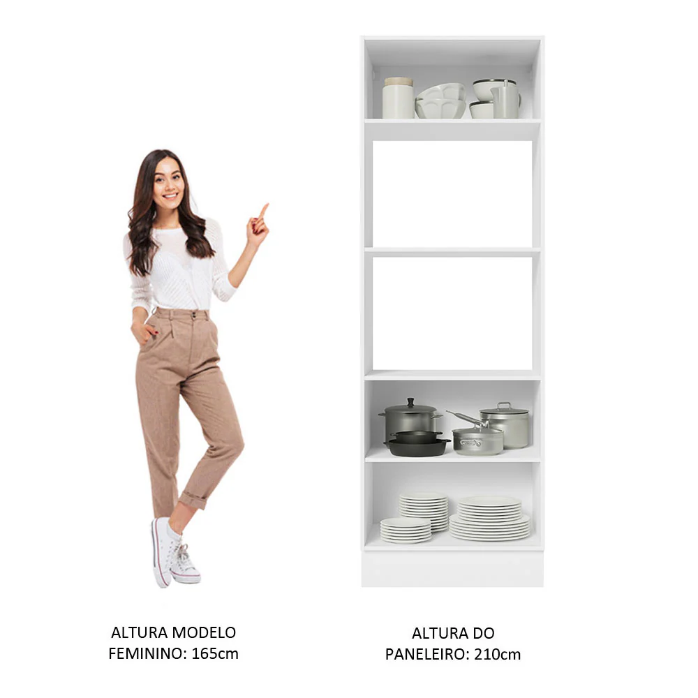 Torre Quente 100% MDF 70 cm para 2 Fornos Branco/Preto Acordes Madesa - Image 5