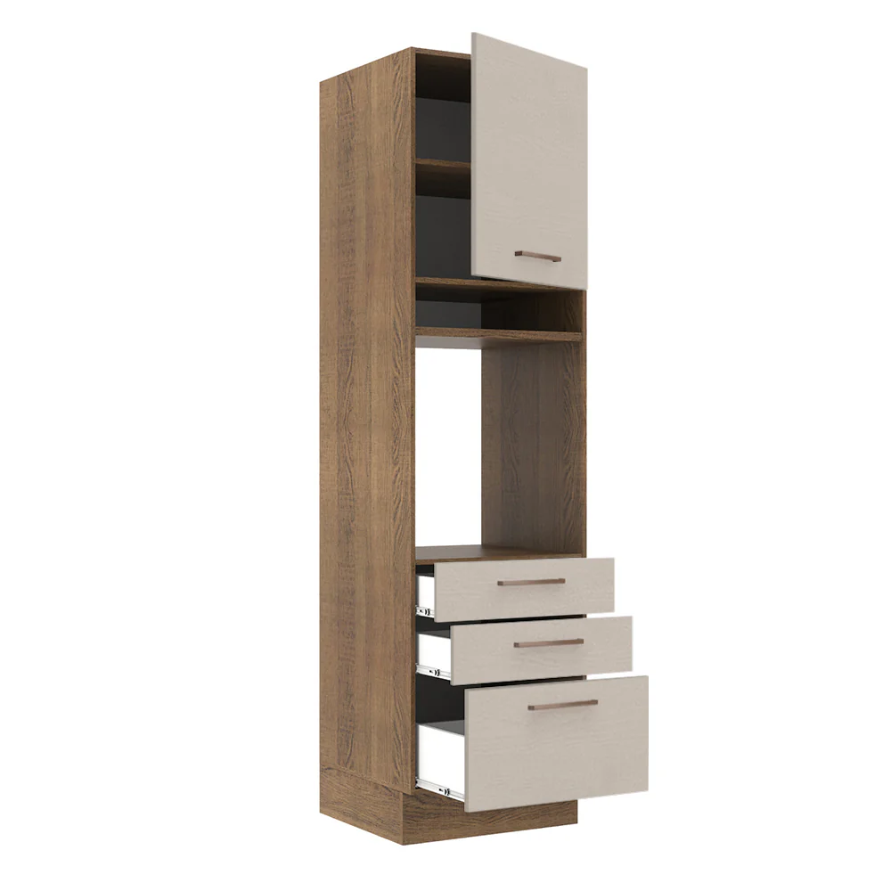 Torre Quente 60 x 60 cm 1 Porta 3 Gavetas Rustic/Crema Agata Madesa - Image 4