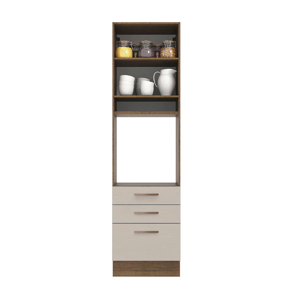 Torre Quente 60 cm 1 Porta 3 Gavetas Rustic/Crema Agata Madesa - Image 3