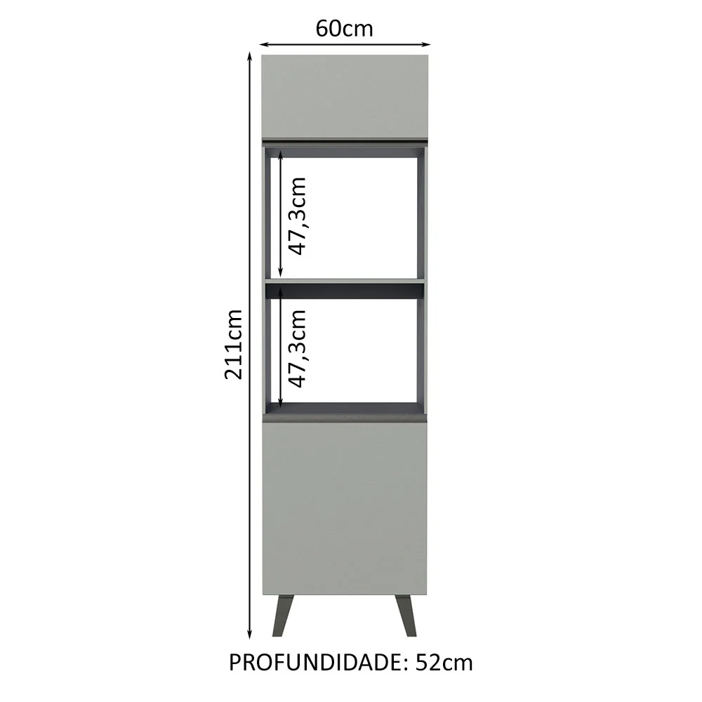 Torre Quente 60 cm 2 Portas 2 Nichos Cinza Nice Madesa - Image 2