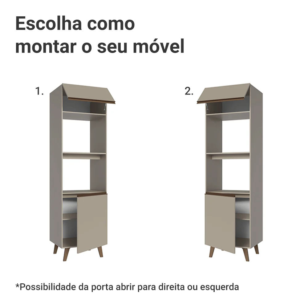 Torre Quente 60 cm 2 Portas 2 Nichos Com Pés Crema Nice Madesa - Image 5