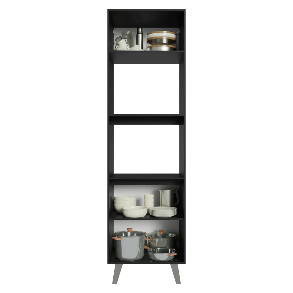 Torre Quente 60 cm 2 Portas 2 Nichos Com Pés Preto Nice Madesa - Image 11