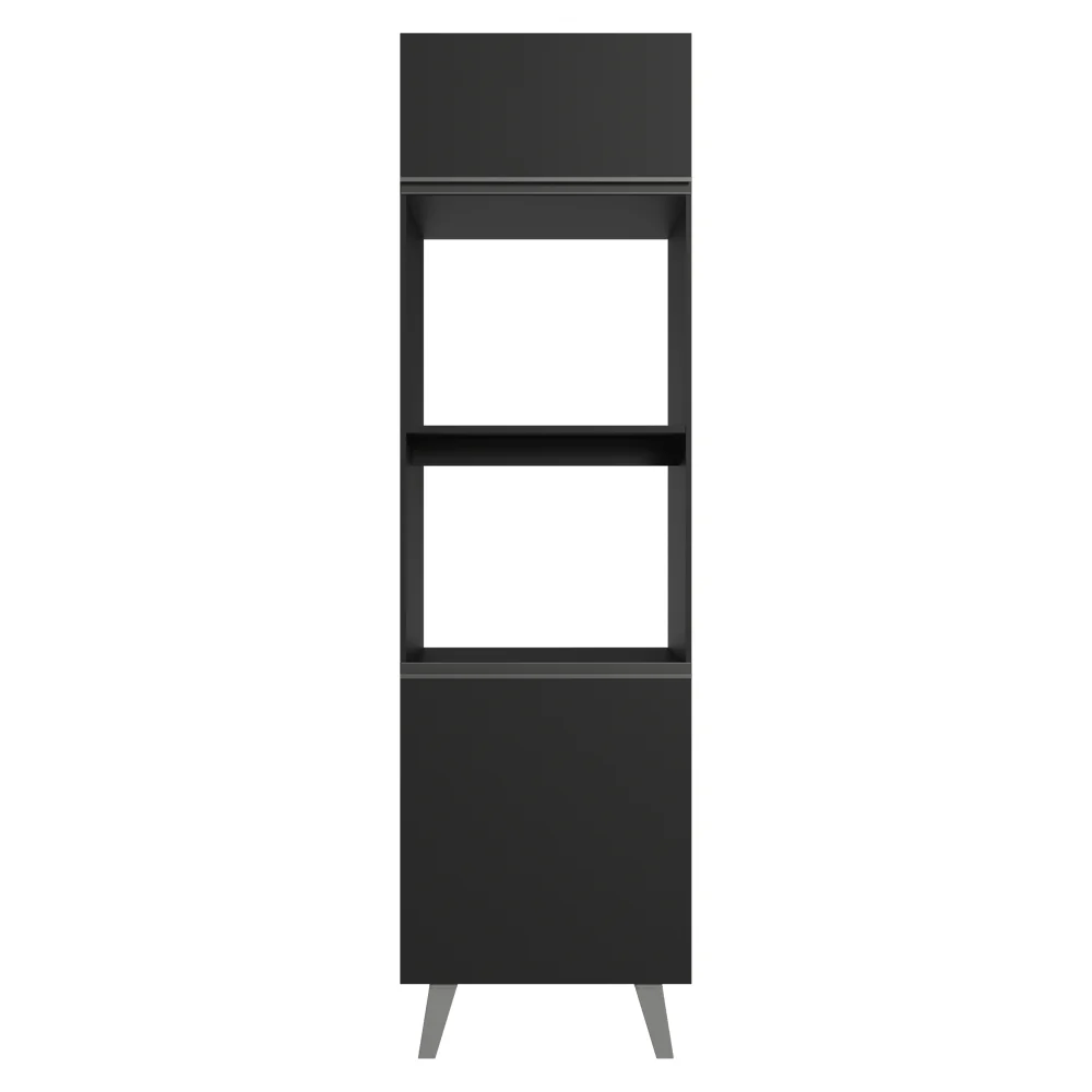 Torre Quente 60 cm 2 Portas 2 Nichos Com Pés Preto Nice Madesa - Image 12