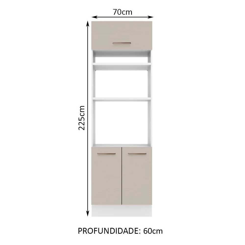 Torre Quente 70 x 60 cm 3 Portas Branco/Crema Agata Madesa - Image 2