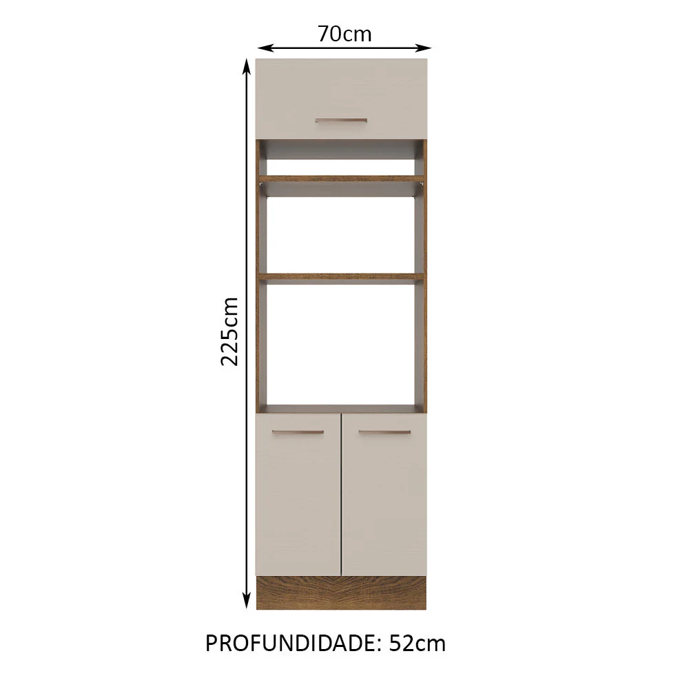 Torre Quente 70 cm 3 Portas Rustic/Crema Agata Madesa - Image 2