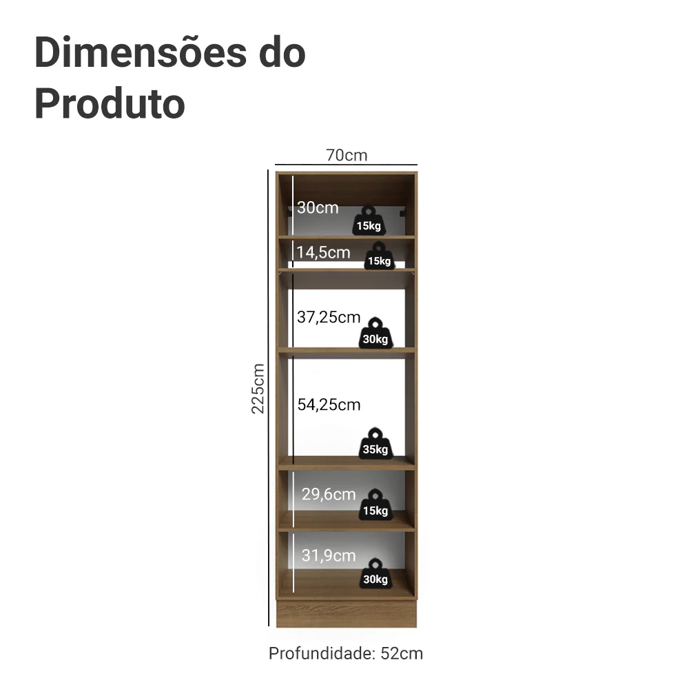 Torre Quente 70 cm 3 Portas Rustic/Preto Lux Madesa - Image 2