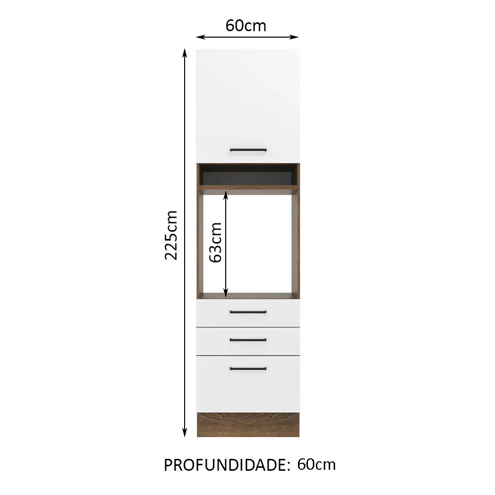 Torre Quente Madesa Agata 60 x 60 cm 1 Porta 3 Gavetas Rustic/Branco - Image 2
