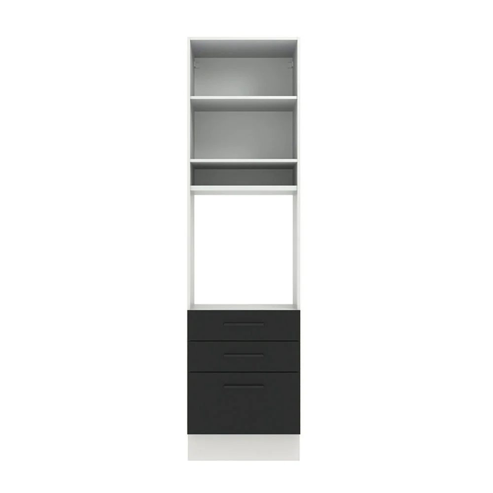 Torre Quente Madesa Agata 60 cm 1 Porta 3 Gavetas Branco/Preto - Image 11