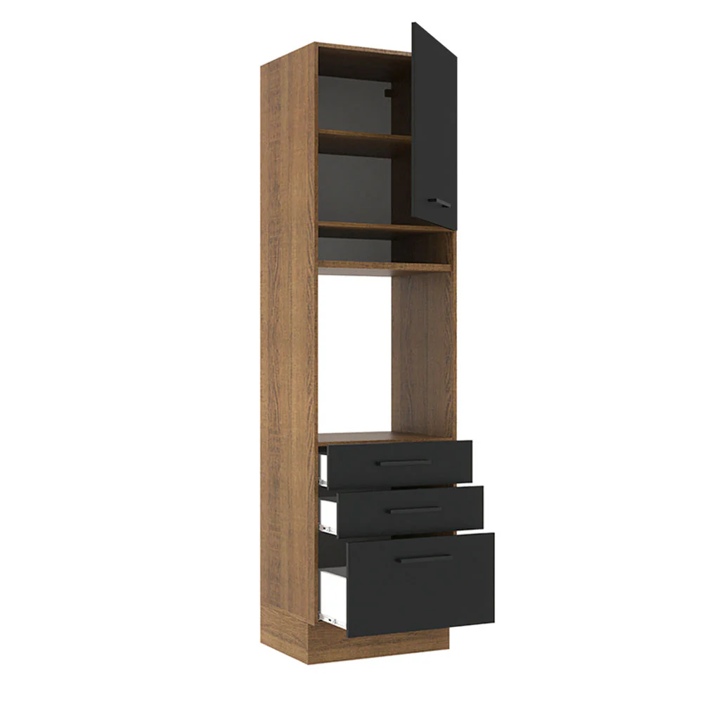 Torre Quente Madesa Agata 60 x 60 cm 1 Porta 3 Gavetas Rustic/Preto - Image 4