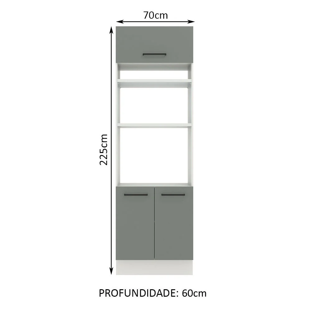 Torre Quente Madesa Agata 70 x 60 cm 3 Portas Branco/Cinza - Image 2