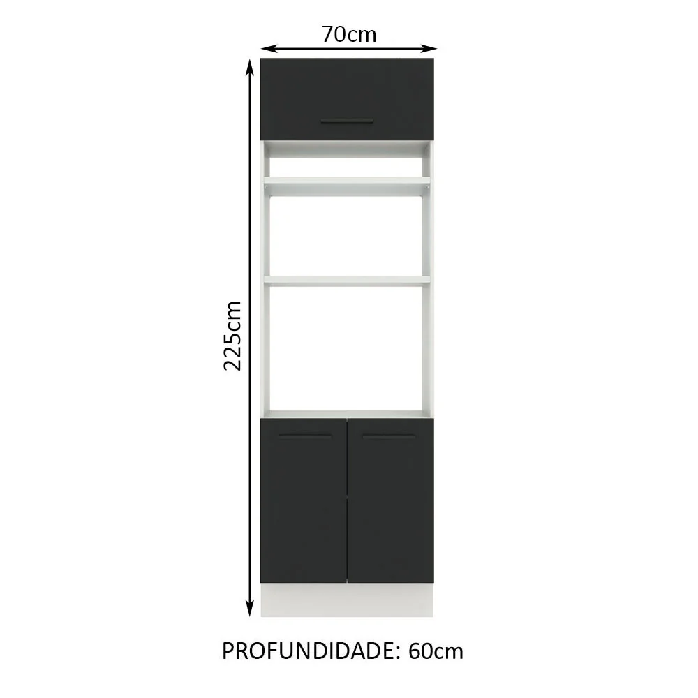Torre Quente Madesa Agata 70 x 60 cm 3 Portas Branco/Preto - Image 2