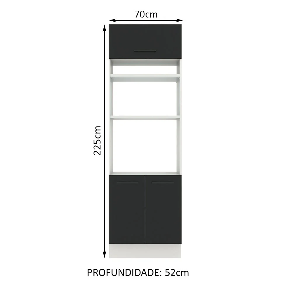 Torre Quente Madesa Agata 70 cm 3 Portas Branco/Preto - Image 2