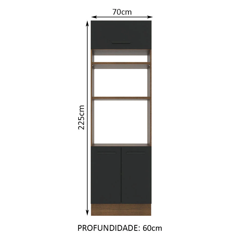 Torre Quente Madesa Agata 70 x 60 cm 3 Portas Rustic/Preto - Image 2