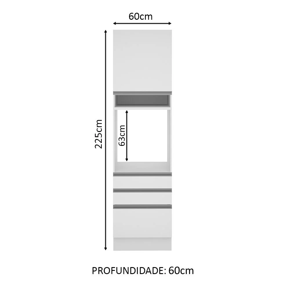 Torre Quente Madesa Glamy 60 x 60 cm 1 Porta 3 Gavetas Branco - Image 2
